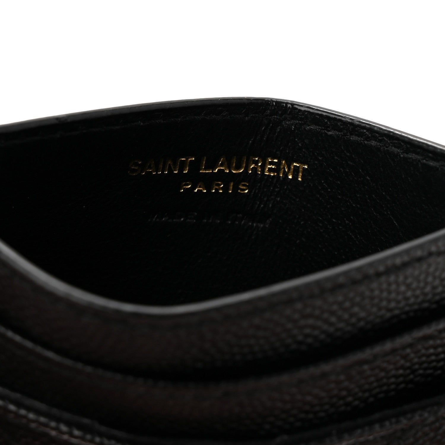 Saint Laurent Grain De Poudre Matelasse Chevron Monogram Credit Card Case Black 6 of 7