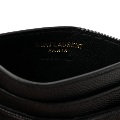 Saint Laurent Grain De Poudre Matelasse Chevron Monogram Credit Card Case Black 6 of 7