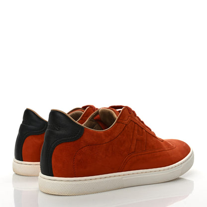 Hermes Chevre Velours Womens Quicker Sneakers 38 Orange Brulee Black 4 of 10