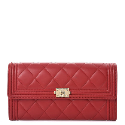 Chanel Lambskin Quilted Boy Flap Wallet Red 1 of 10