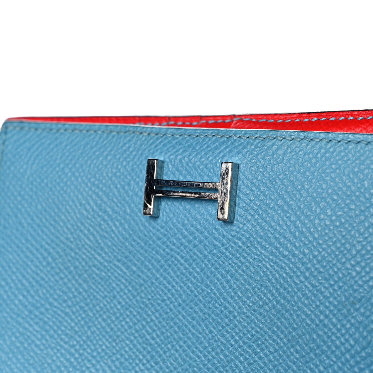 Hermes Epsom Verso Bearn Compact Wallet Bleu Du Nord Rouge De Coeur 8 of 9