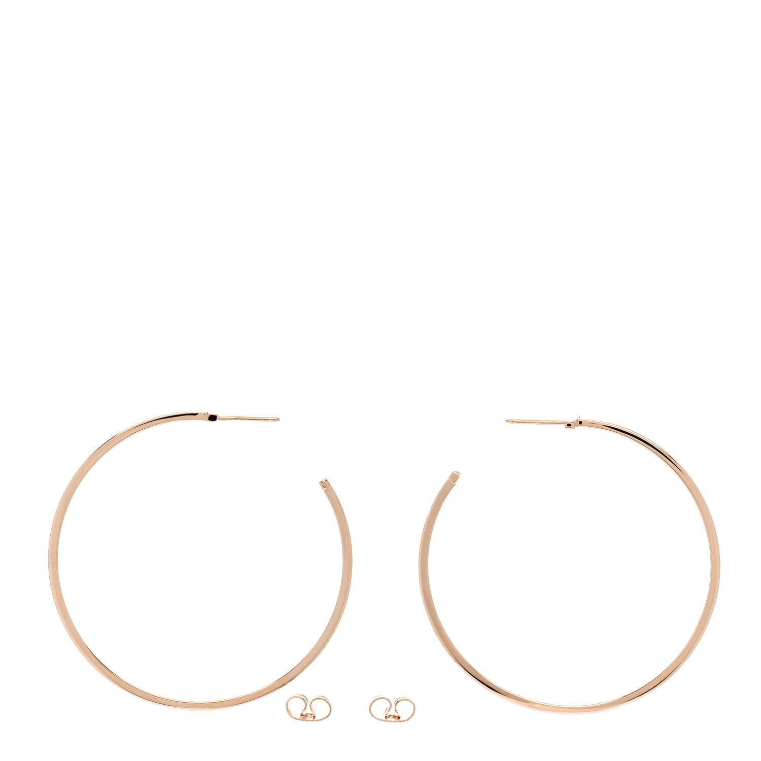Tiffany 18K Rose Gold Extra Large T Wire Hoop Earrings 3 of 4