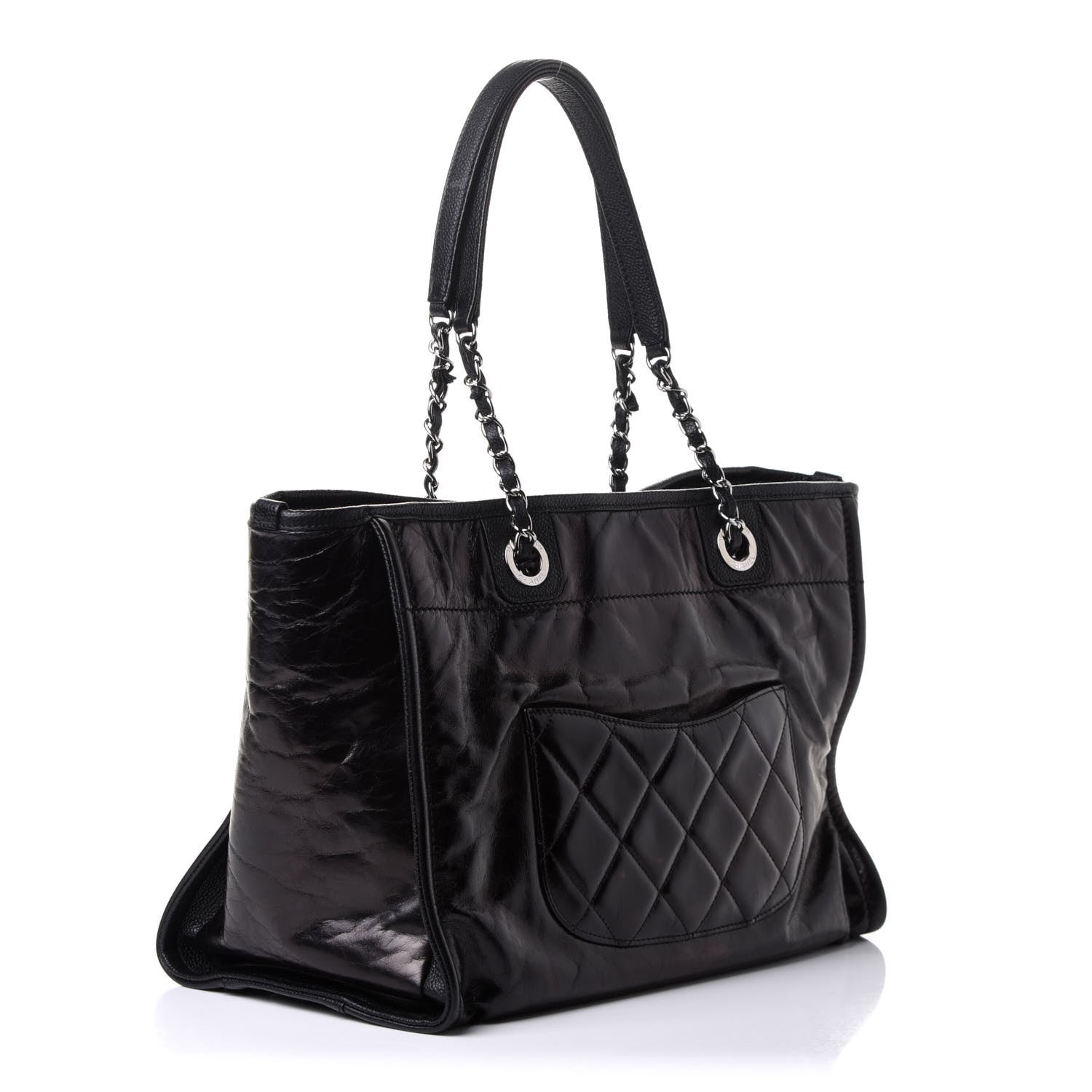 Chanel Glazed Calfskin Small Deauville Tote Blue 3 of 10