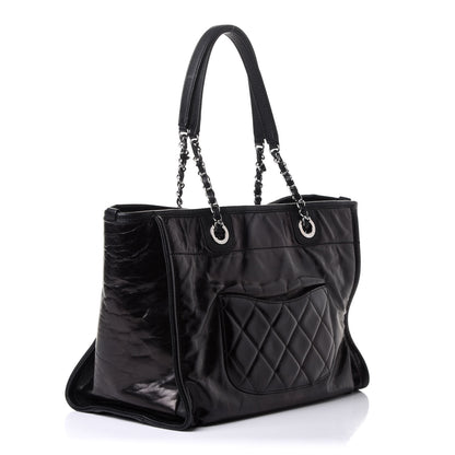 Chanel Glazed Calfskin Small Deauville Tote Blue 3 of 10