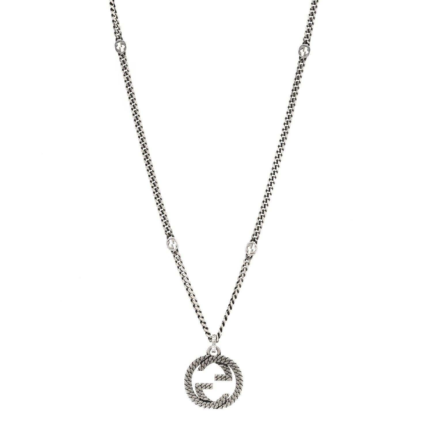 Gucci Sterling Silver Interlocking G Pendant Necklace 1 of 6