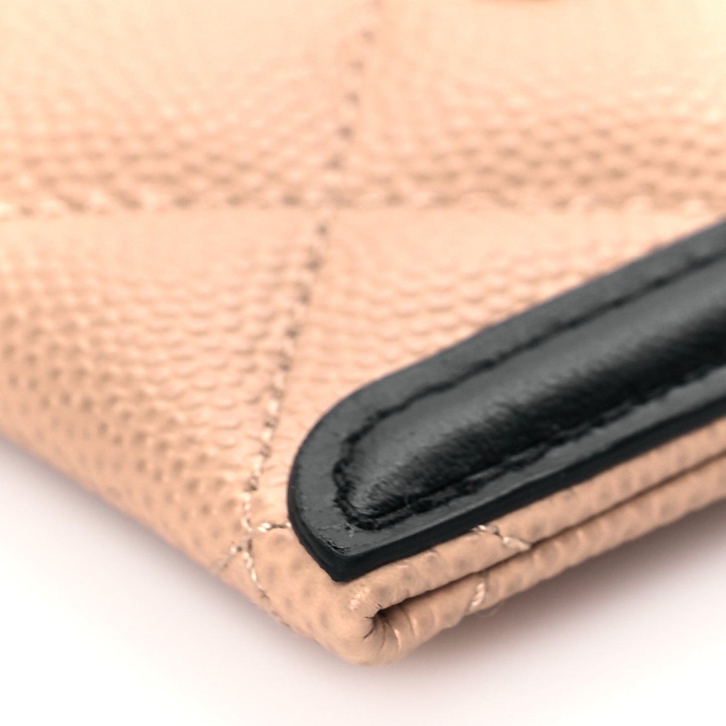 Caviar Quilted Filigree Card Holder Beige Black