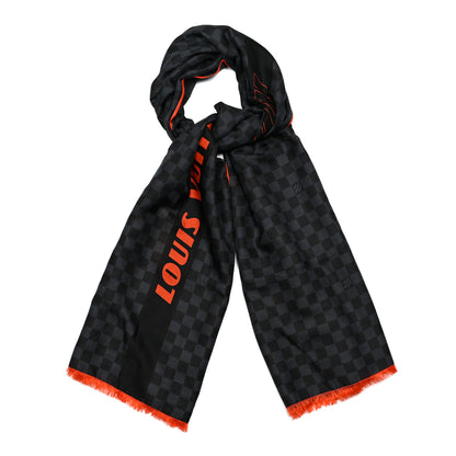 Louis Vuitton Cotton Silk Damier Cobalt Race Stole 1 of 3