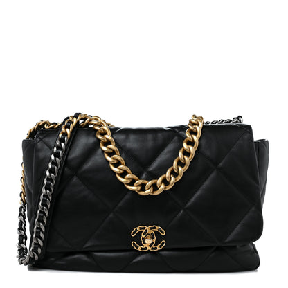 Chanel Goatskin Quilted Maxi Chanel 19 Flap Black 1 of 8