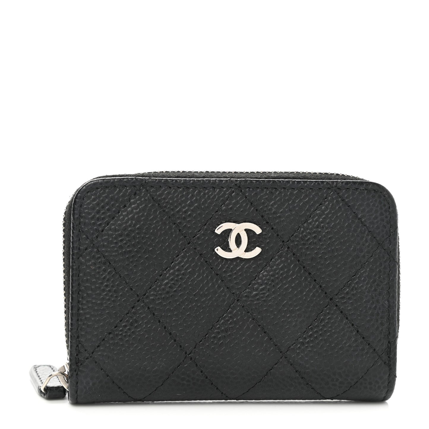 Caviar Quilted Classic Zipped Coin Purse Black