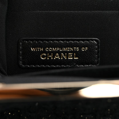 Chanel Tweed Quilted Kiss Lock Clutch Black 7 of 8