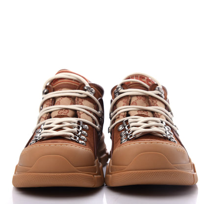 Gucci X SEGA Suede Calfskin GG Monogram Mens Flashtrek Sneakers 7.5 New Cuir Beige Ruggine 2 of 11