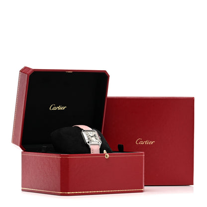 Cartier Stainless Steel Alligator 27.5mm Santos Dumont Quartz Watch Pink 5 of 5