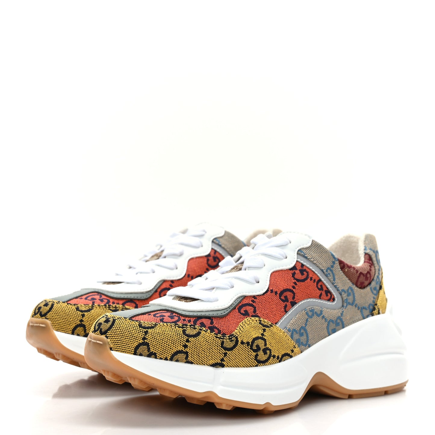 Monogram Multicolor Demetra Womens Rhyton Sneakers 35.5 Yellow Blue Great White Tabasco