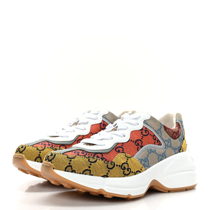 Gucci Monogram Multicolor Demetra Womens Rhyton Sneakers 35.5 Yellow Blue Great White Tabasco 3 of 7