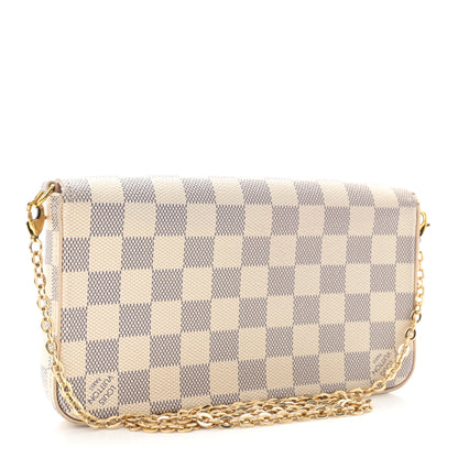 Louis Vuitton Damier Azur Pochette Felicie Chain Wallet Rose Ballerine 4 of 17