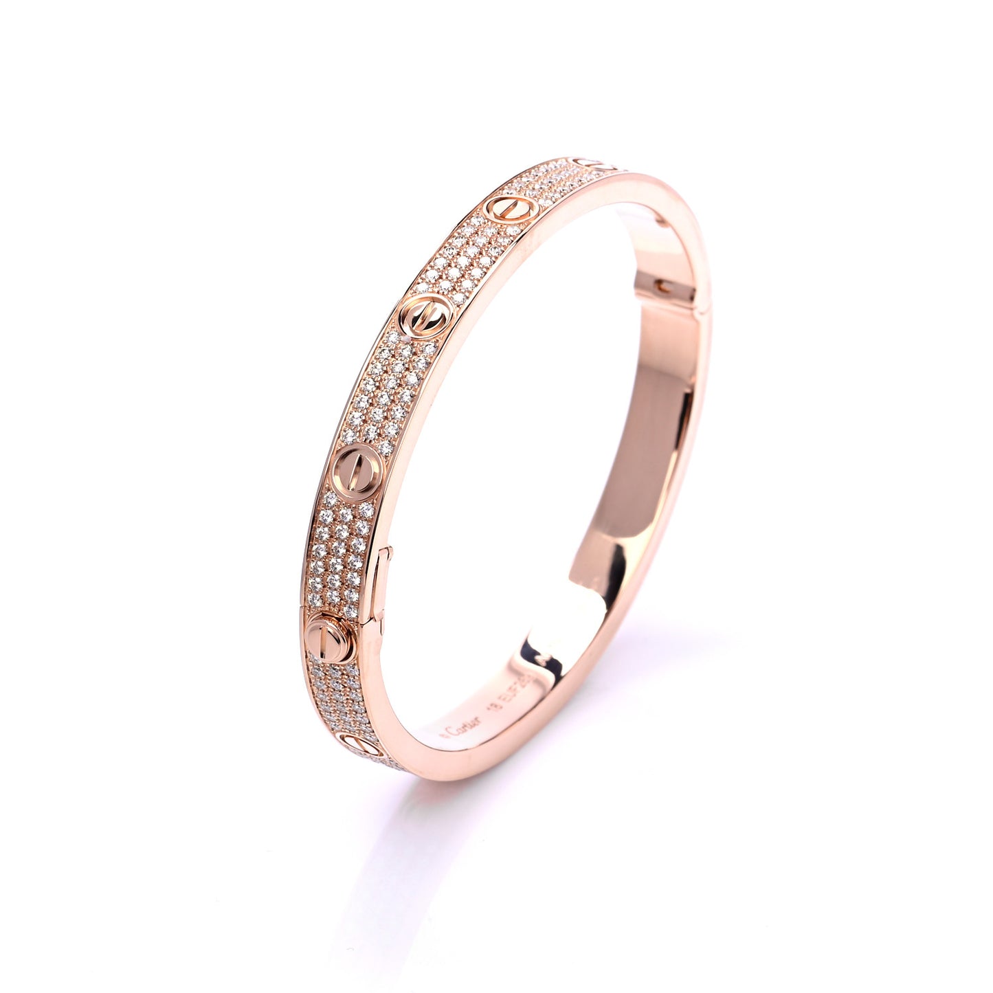 18K Pink Gold Diamond LOVE Paved Bracelet 18