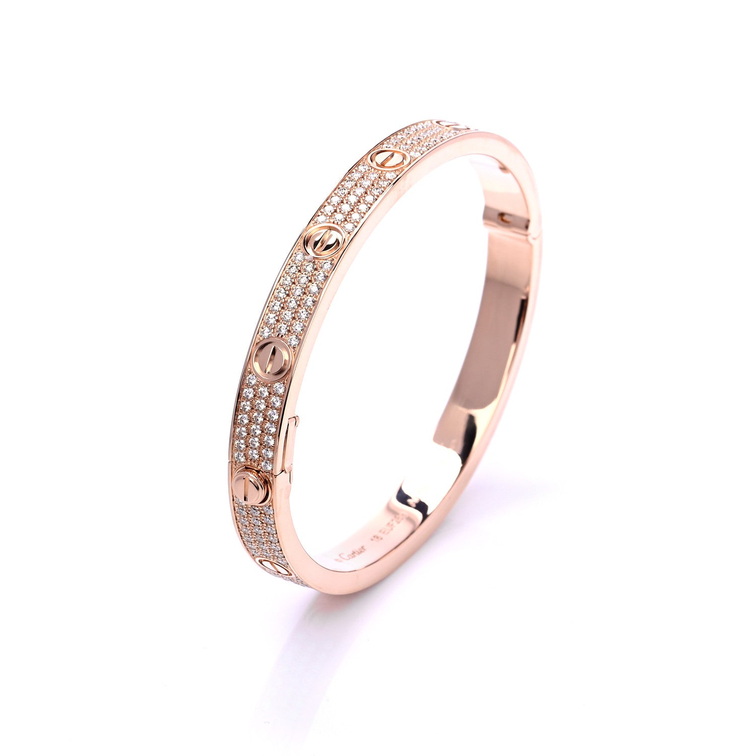 Cartier 18K Pink Gold Diamond LOVE Paved Bracelet 18 6 of 9