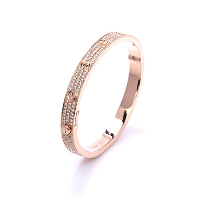 Cartier 18K Pink Gold Diamond LOVE Paved Bracelet 18 6 of 9