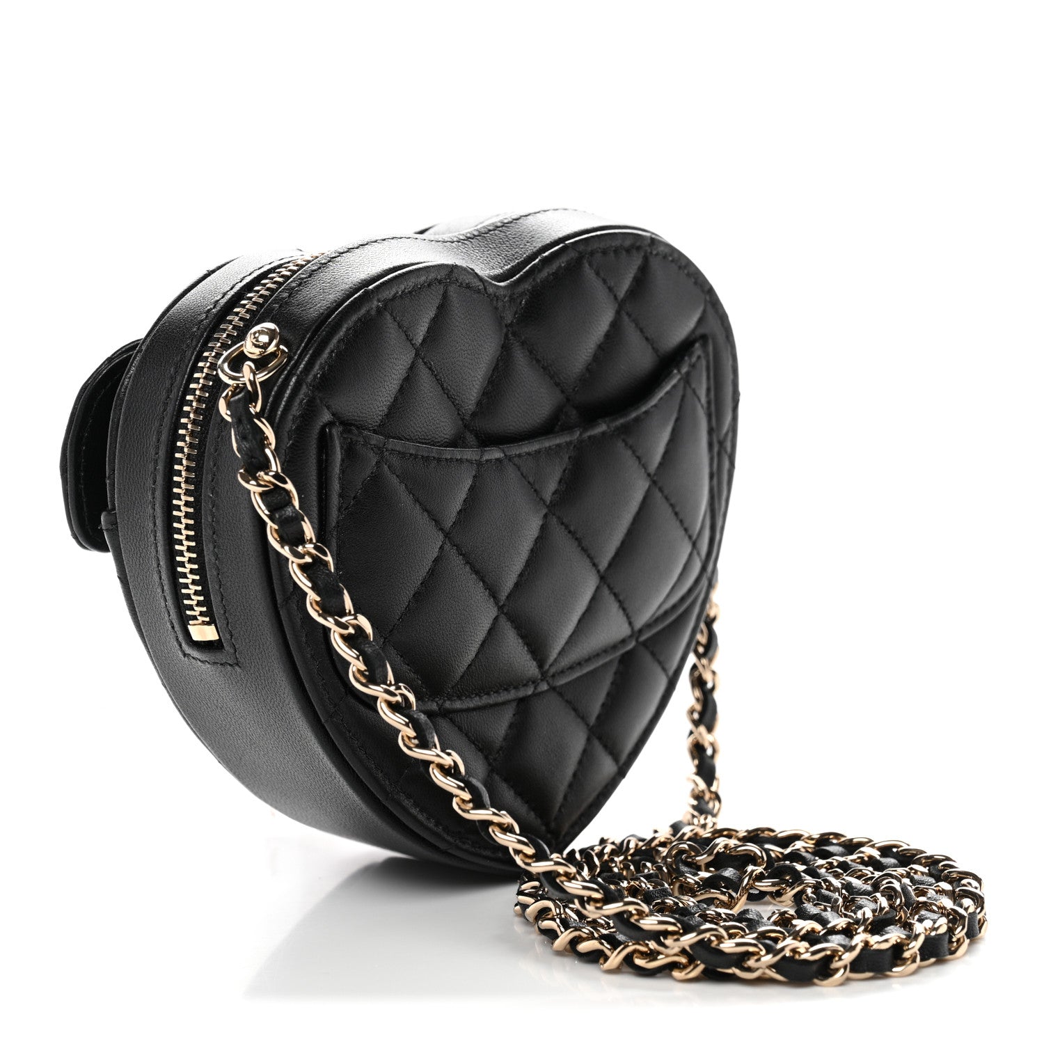 Chanel Lambskin Quilted CC In Love Heart Clutch With Chain Black 3 of 10