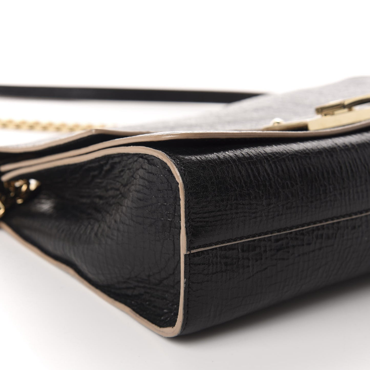 Washed Crinkled Calfskin Rebel Shoulder Bag Black