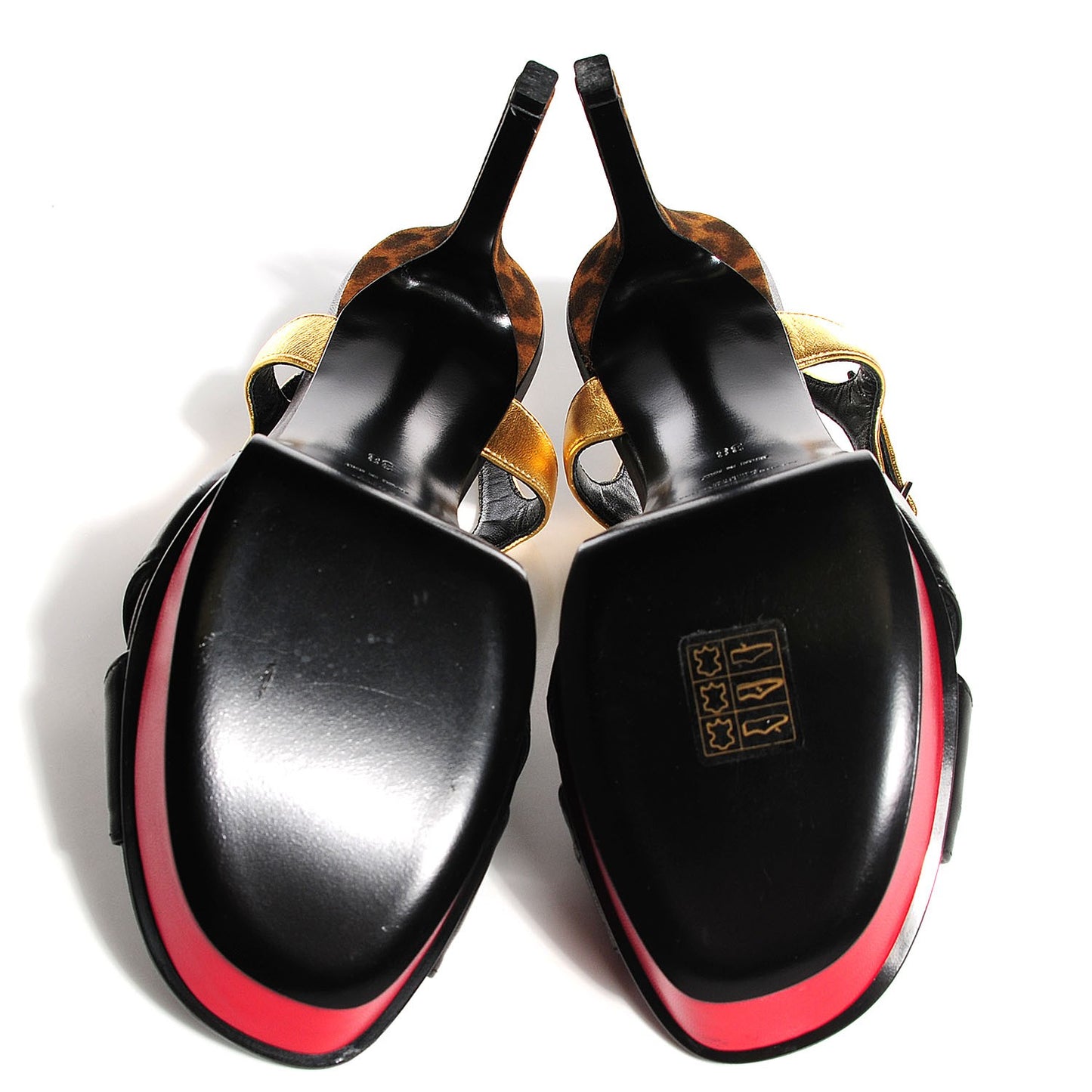 Calfskin Bianca Bow Platform 105 Sandals 38 Black Red Gold