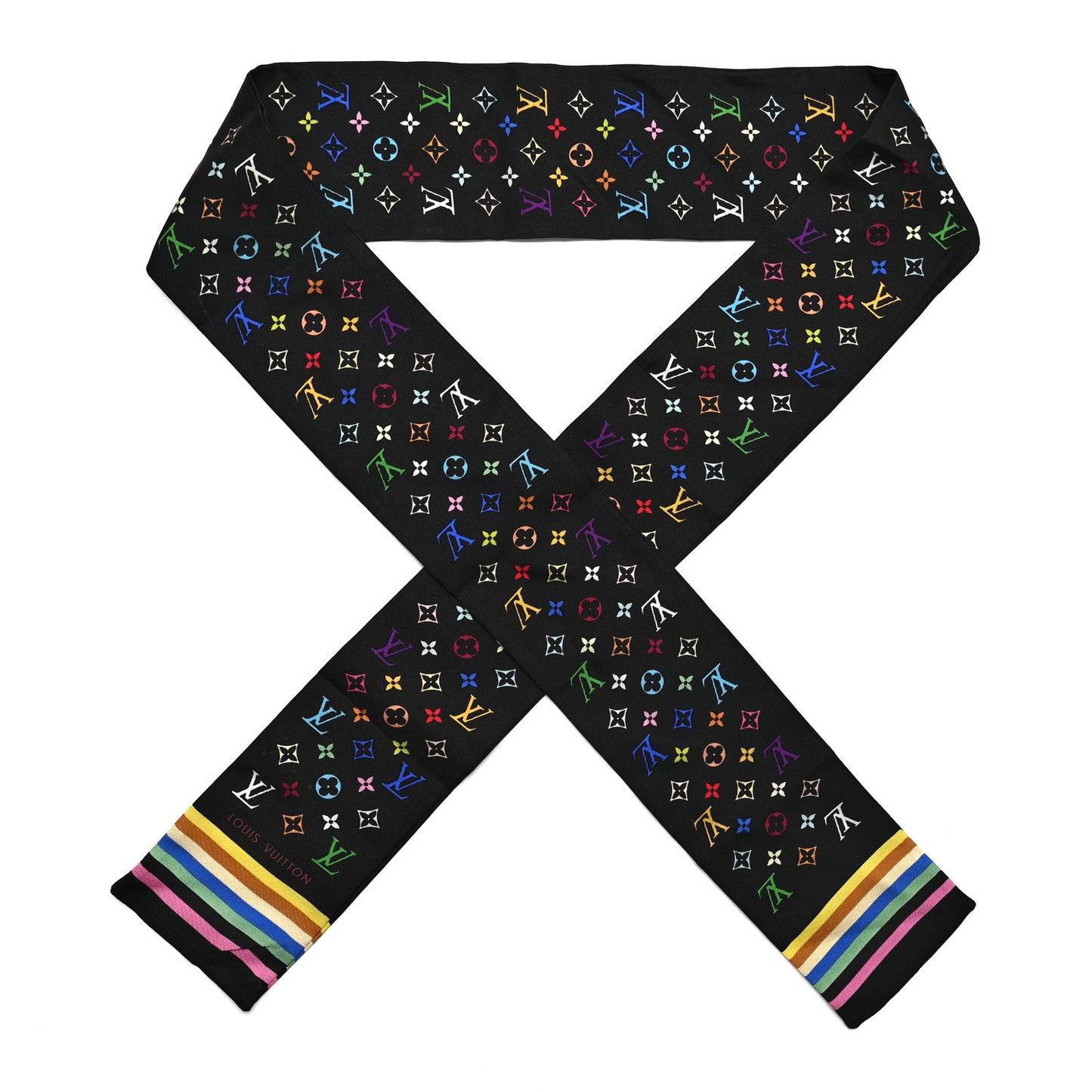 Silk Monogram Multicolor Bandeau Black