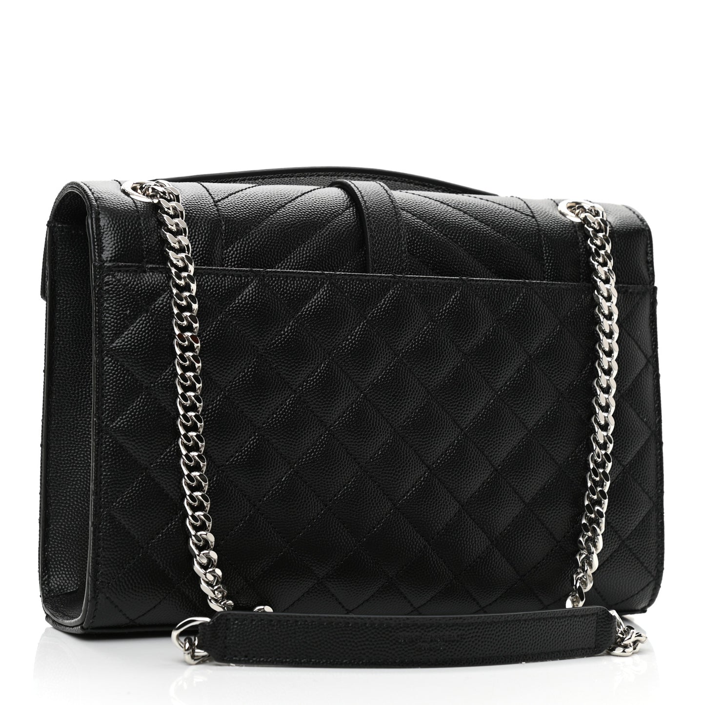 Grain De Poudre Textured Mixed Matelasse Triquilt Medium Monogram Satchel Black