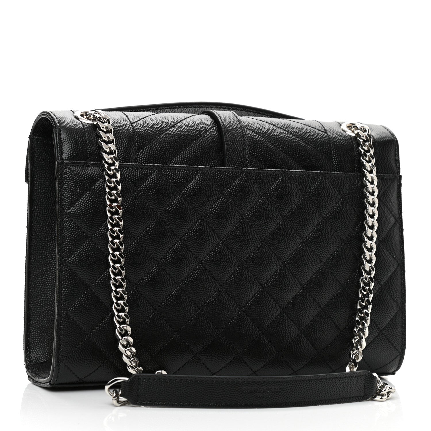 Saint Laurent Grain De Poudre Textured Mixed Matelasse Triquilt Medium Monogram Satchel Black 3 of 10