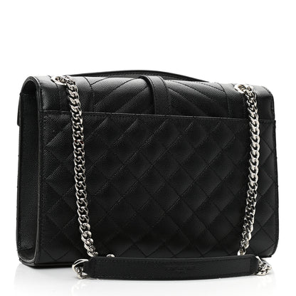 Saint Laurent Grain De Poudre Textured Mixed Matelasse Triquilt Medium Monogram Satchel Black 3 of 10