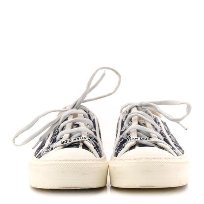 Christian Dior Canvas Toile De Jouy Embroidered Womens Walk'N'Dior Low Top Sneakers 38.5 Blue Off-White 3 of 10