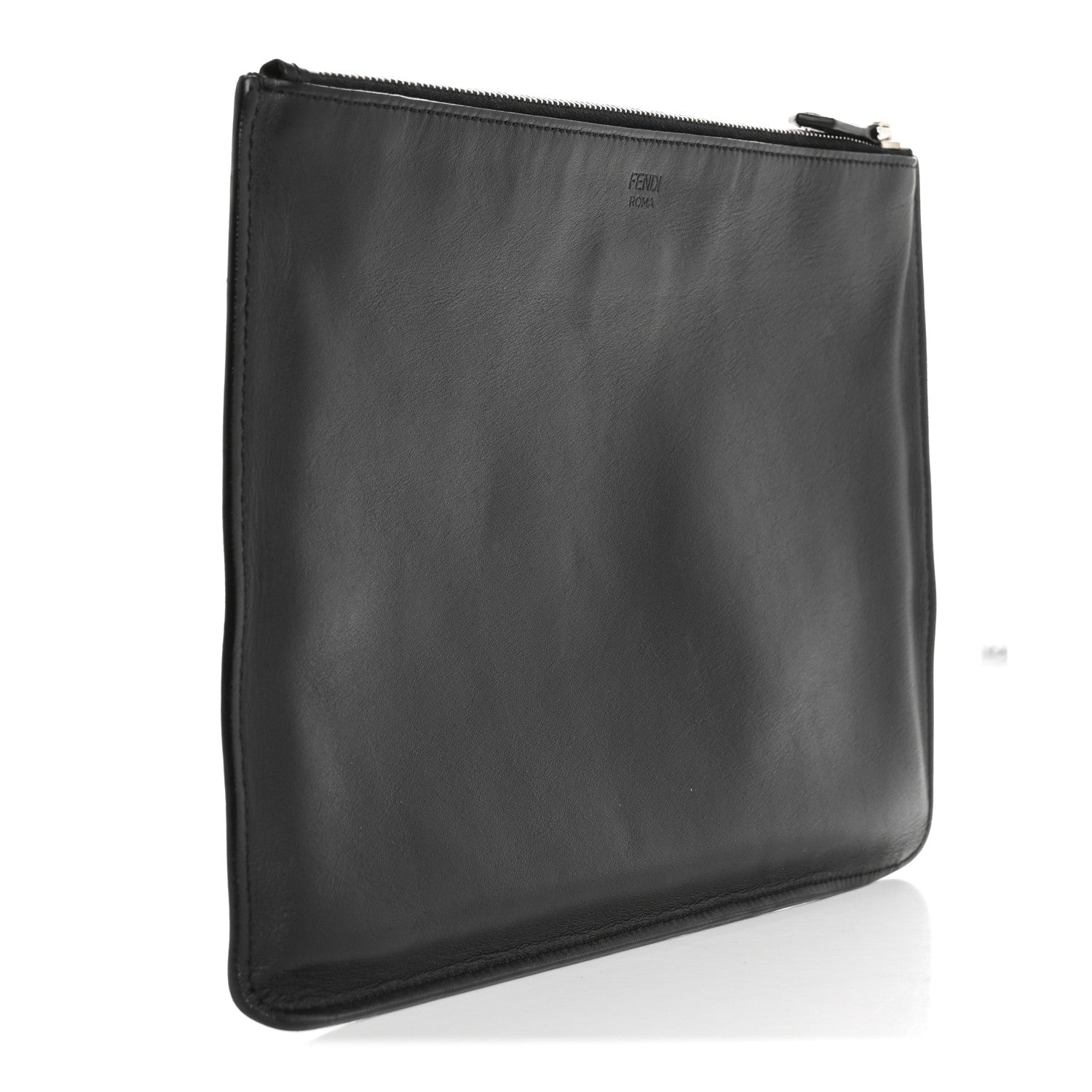 Fendi Vitello Century Monster Eyes Inlay Pouch Black Giallo 3 of 9