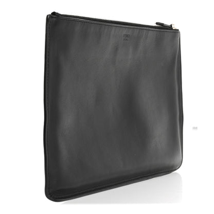 Fendi Vitello Century Monster Eyes Inlay Pouch Black Giallo 3 of 9