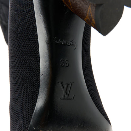 Louis Vuitton Monogram Stretch Fabric Silhouette Ankle Boots 36 Black 7 of 8