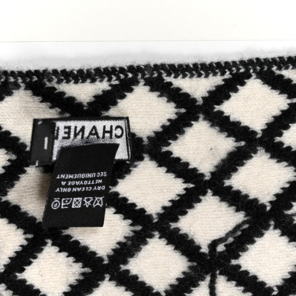 Chanel Cashmere Polyester Silk CC Scarf Black White 5 of 5
