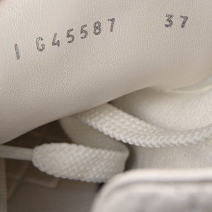 Chanel Nylon Suede Kidskin Calfskin Logo Sneakers 37 White Black 9 of 10