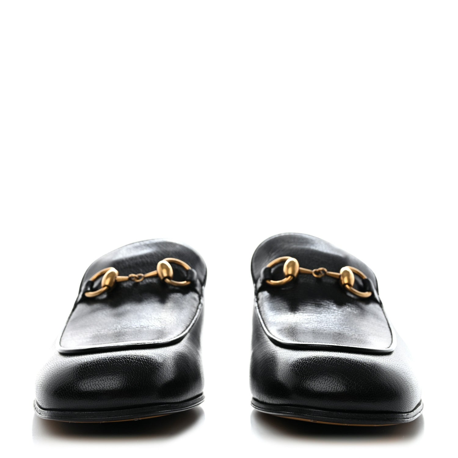 Gucci Goatskin Womens Horsebit Mid-Heel Loafers 39 Black 2 of 8