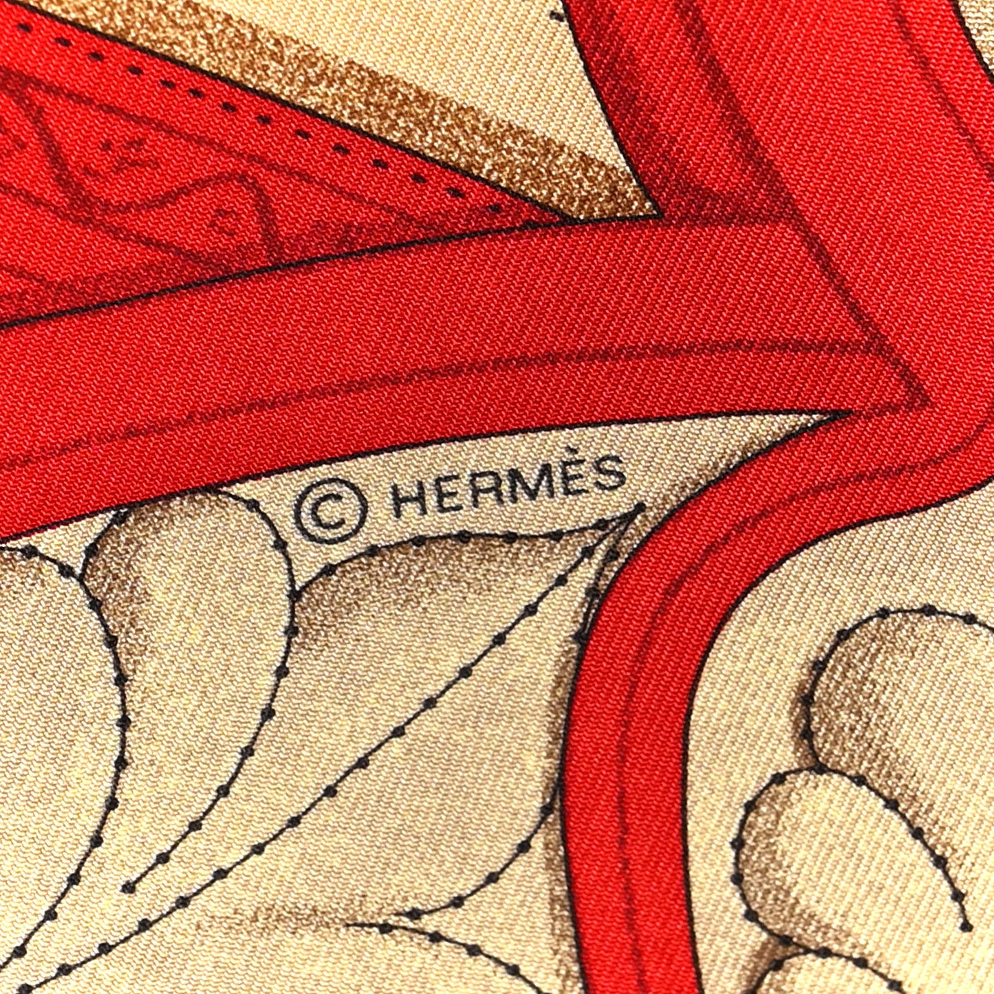 Silk Lettres Equestre Scarf 90 Tabac Vert Rouge
