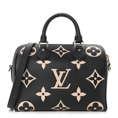 Louis Vuitton Empreinte Monogram Giant Speedy Bandouliere 25 Black Beige 1 of 9
