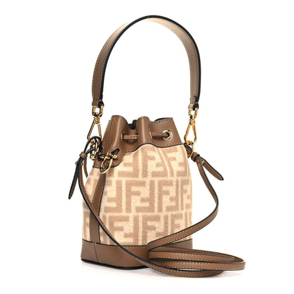 Fendi Wool Vitello King FF 1974 Mini Mon Tresor Bucket Bag Beige Cammello Sand 2 of 11