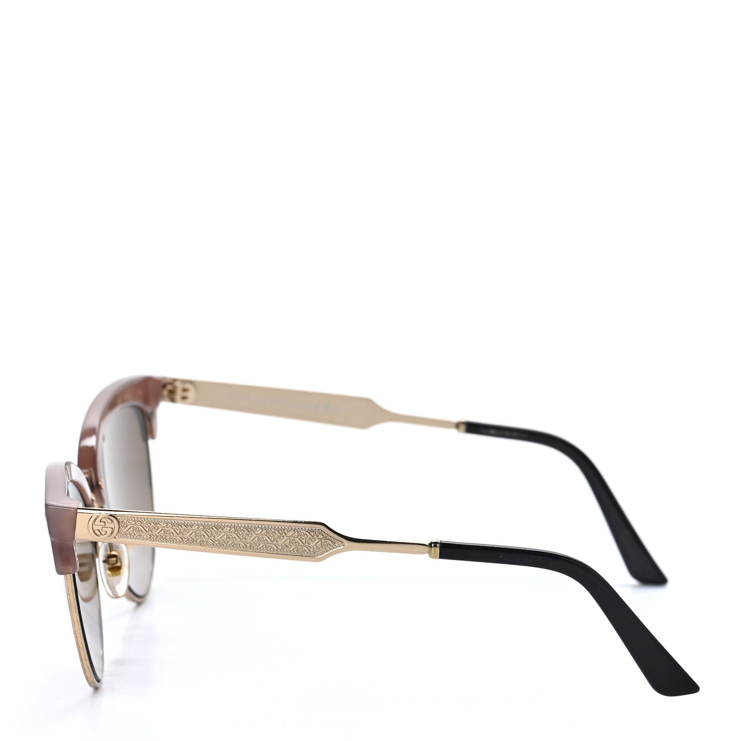 Round Metal GG0074S Sunglasses Black Gold