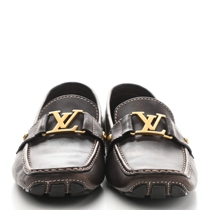 Louis Vuitton Grained Calfskin Monte Carlo Car Shoe Moccasin Loafers 10 Black 2 of 9
