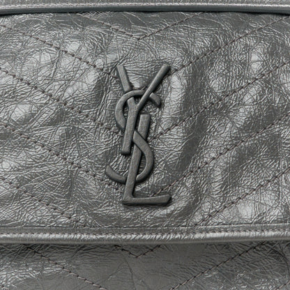 Saint Laurent Crinkled Calfskin Matelasse Monogram Medium Niki Chain Satchel Storm 9 of 12