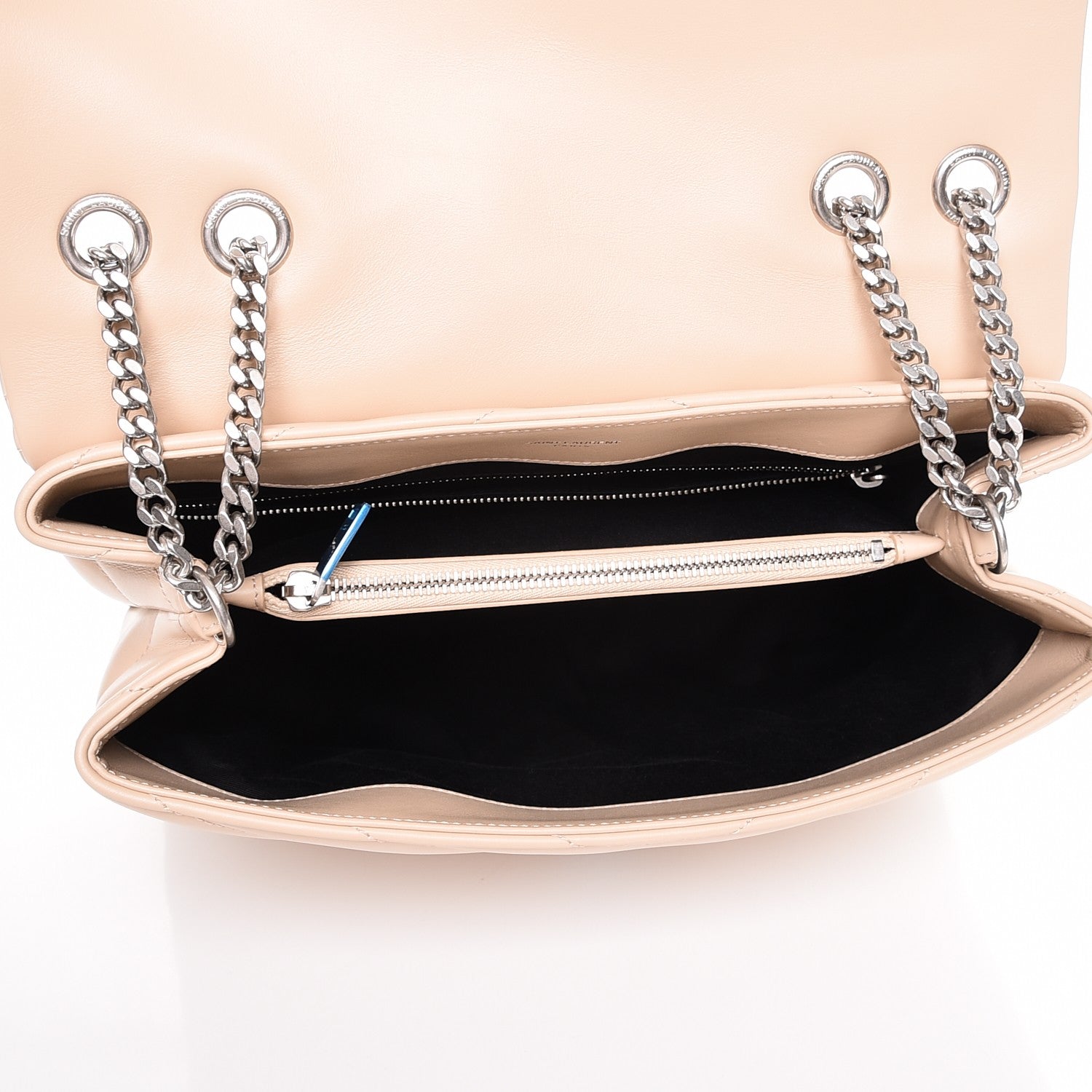Saint Laurent Calfskin Y Quilted Monogram Medium Loulou Chain Satchel Nude Powder 6 of 8