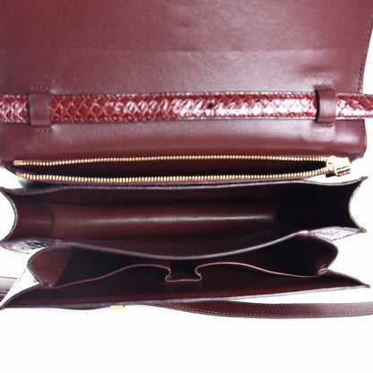 Celine Python Medium Classic Box Flap Bag Burgundy 5 of 7