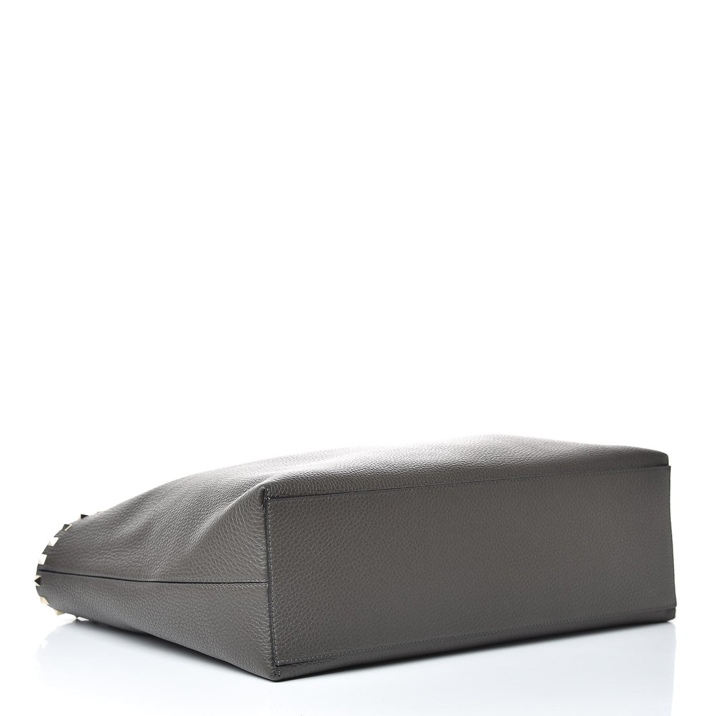 Grained Calfskin Rockstud Shoulder Tote Graphite