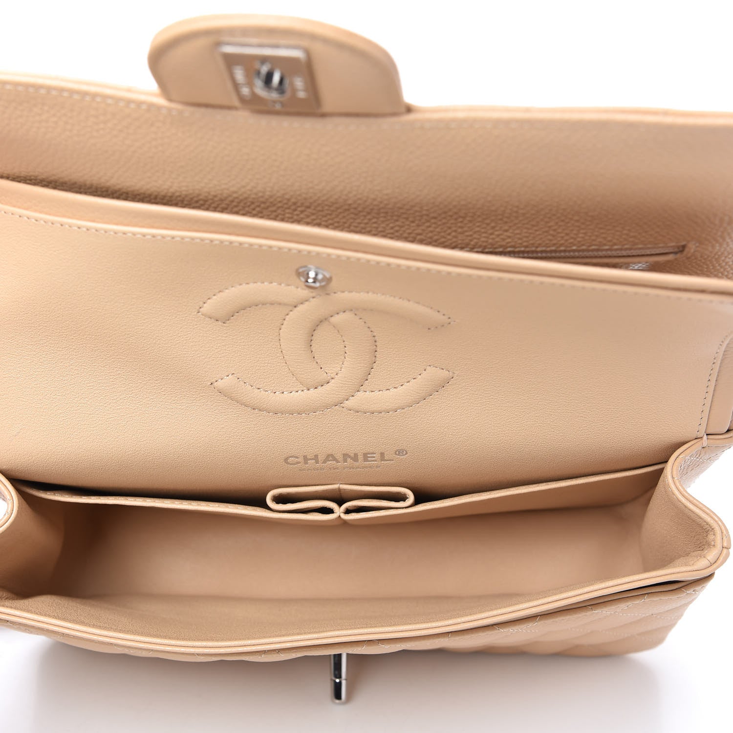 Chanel Caviar Quilted Medium Double Flap Beige 5 of 11