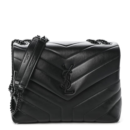 Saint Laurent Calfskin Y Quilted Monogram Small Loulou Chain Satchel Black 1 of 9