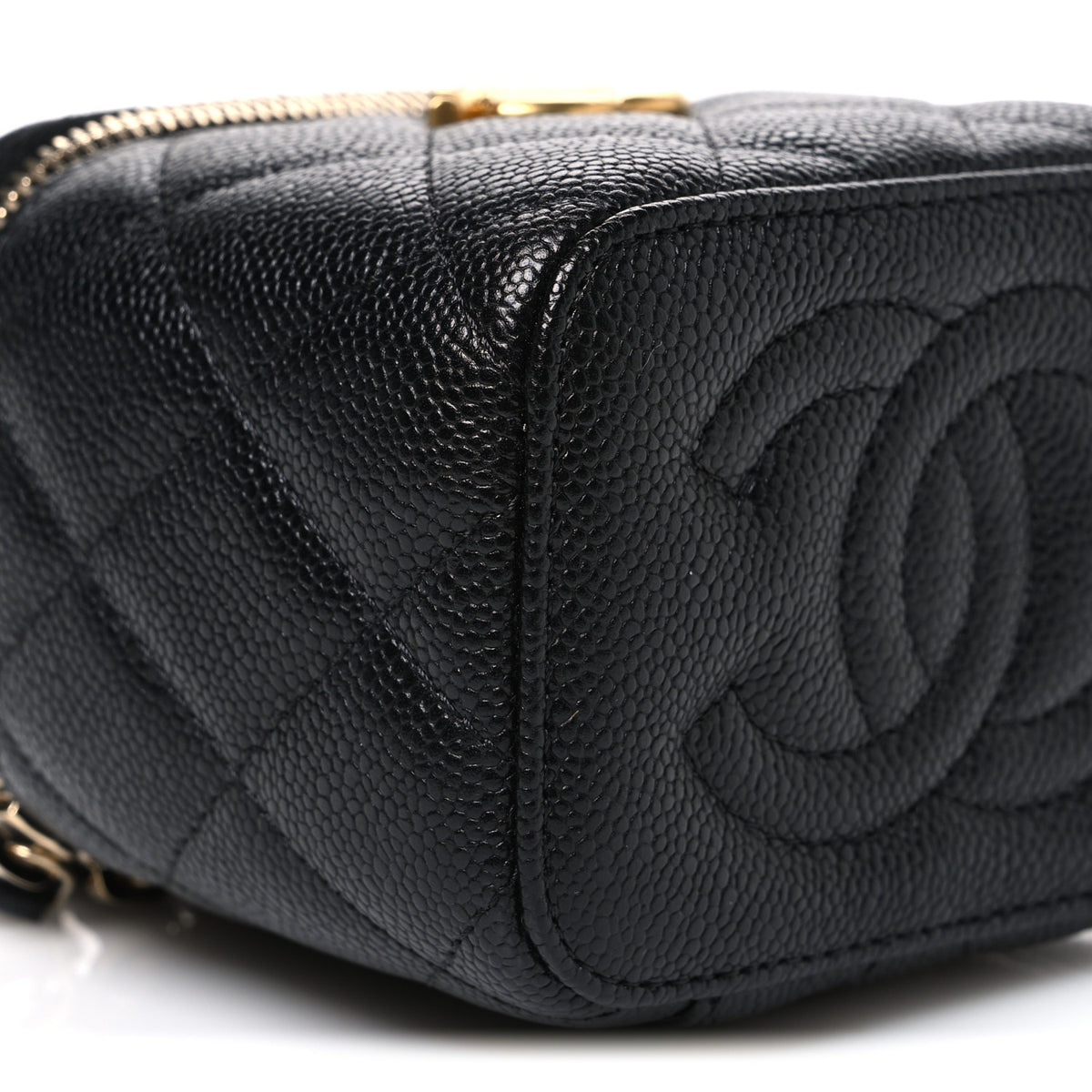 Caviar Quilted Sweetheart Mini Vanity Case Black