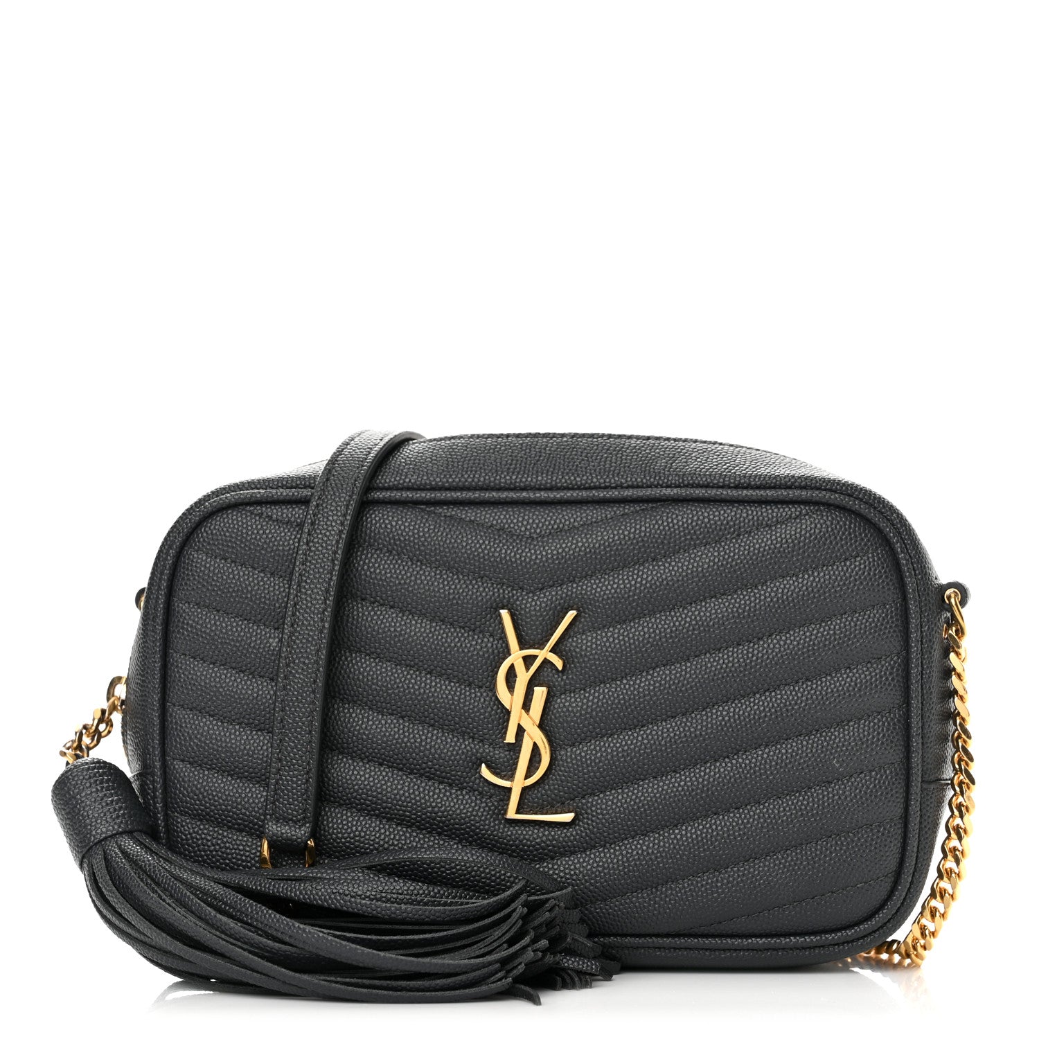 Saint Laurent Grain De Poudre Matelasse Monogram Mini Lou Camera Bag Dark Smog 1 of 11