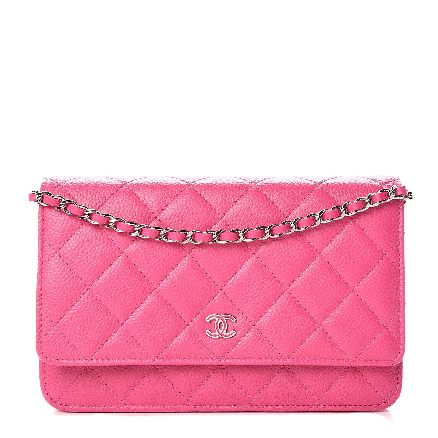 Caviar Quilted Wallet on Chain WOC Pink